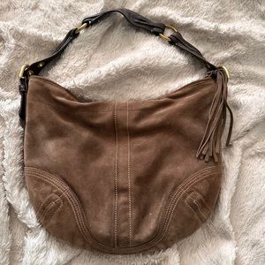 Brown suede Coach bag